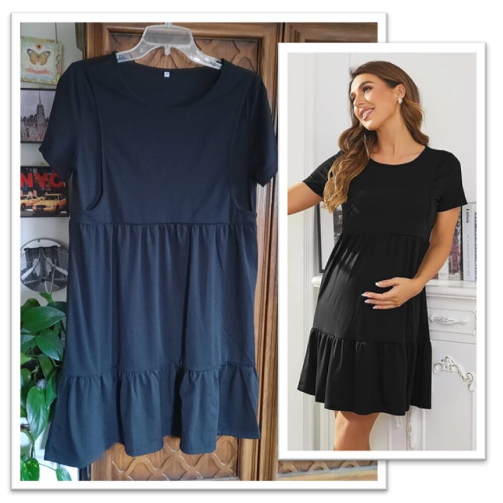 3 in 1 Delivery/Labor/Nursing/Maternity Nightgown Casual Dress NWT! - Black, M - Picture 15 of 16
